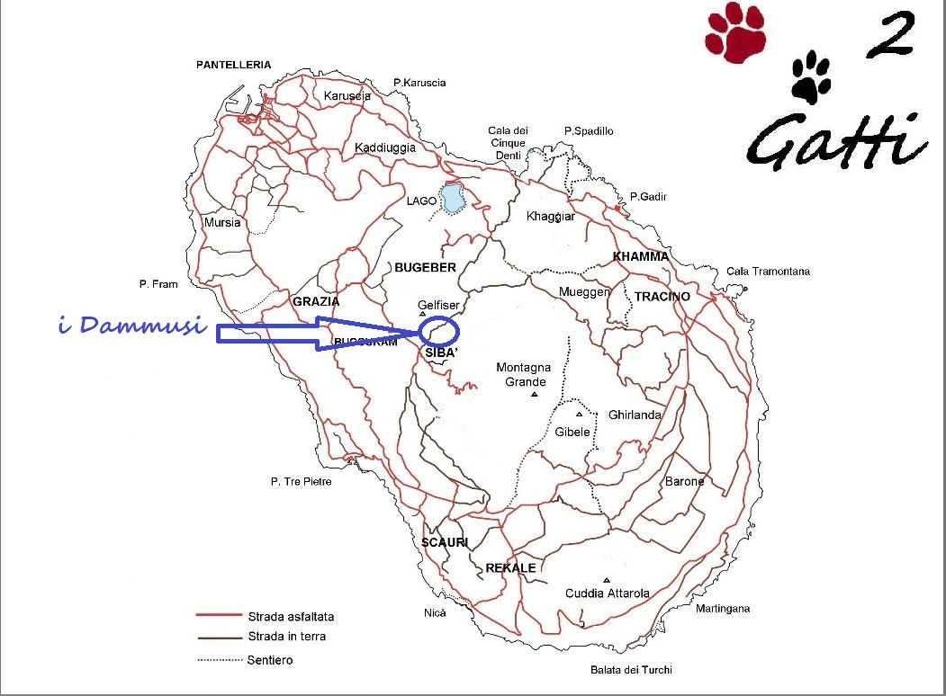 Pantelleria map where you see the site of our dammusi